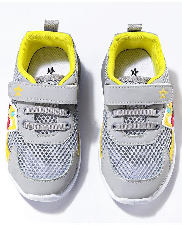 Cute Walk by Babyhug Sneaker Shoes with Vecro Closure & Construction Vehicle Appliques - Blue