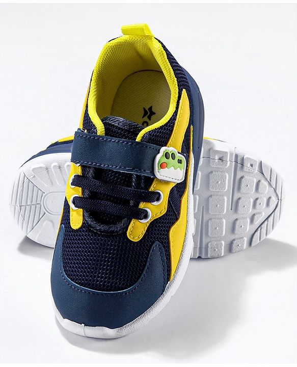 Cute Walk by Babyhug Sneaker Shoes with Vecro Closure &  Crocodile Appliques - Navy