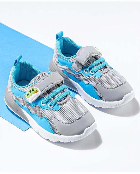 Cute Walk by Babyhug Sneaker Shoes with Vecro Closure &  Crocodile Appliques - Grey