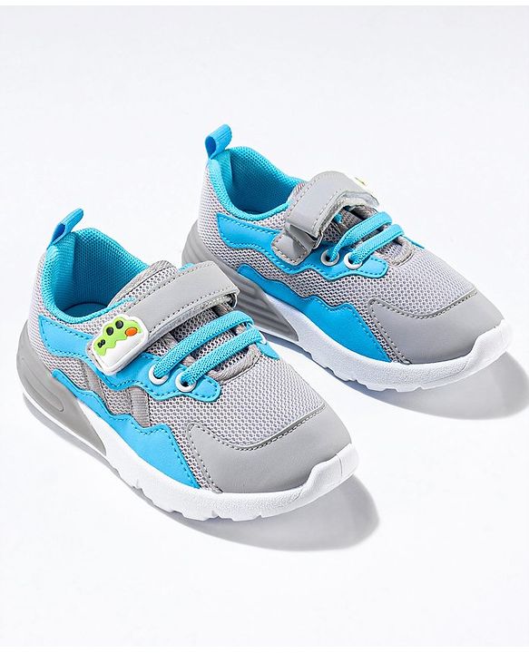 Cute Walk by Babyhug Sneaker Shoes with Vecro Closure &  Crocodile Appliques - Grey