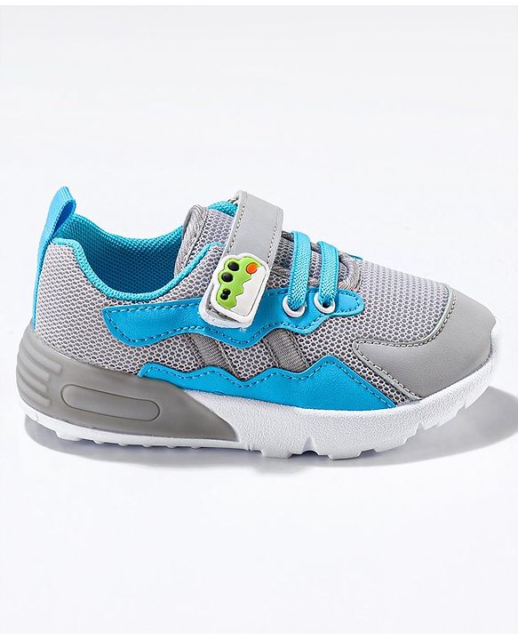 Cute Walk by Babyhug Sneaker Shoes with Vecro Closure &  Crocodile Appliques - Grey