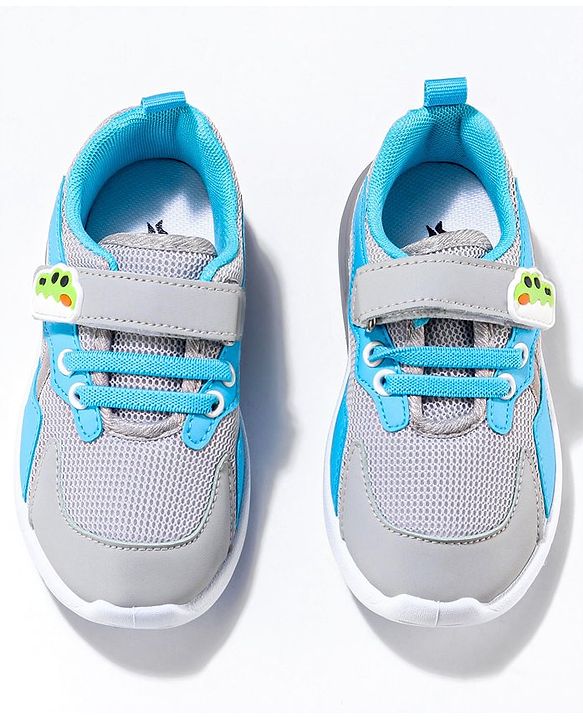 Cute Walk by Babyhug Sneaker Shoes with Vecro Closure &  Crocodile Appliques - Grey