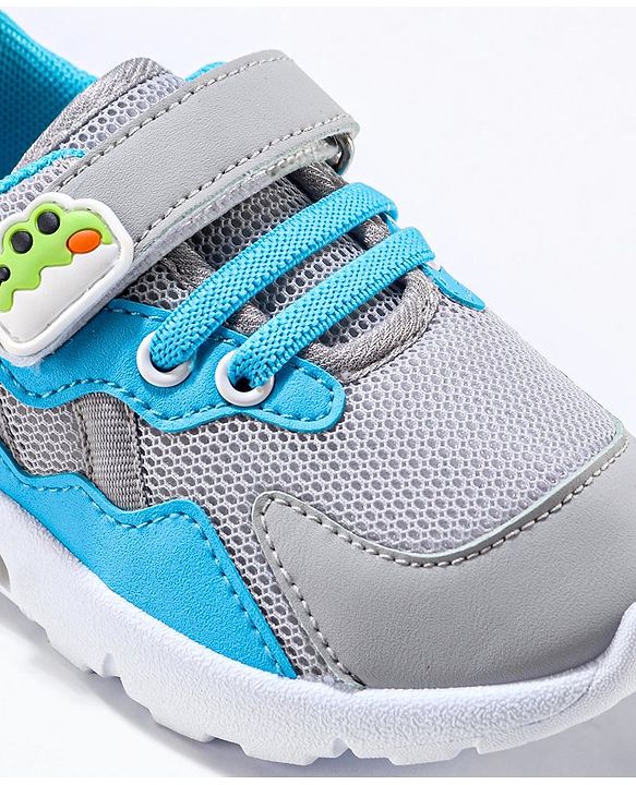 Cute Walk by Babyhug Sneaker Shoes with Vecro Closure &  Crocodile Appliques - Grey
