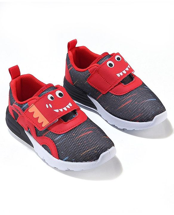 Cute Walk by Babyhug Velcro Closure Sneaker Shoes With Animal Print - Black