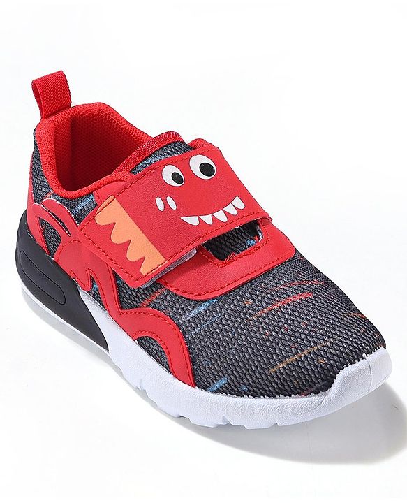 Cute Walk by Babyhug Velcro Closure Sneaker Shoes With Animal Print - Black