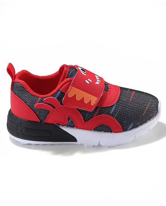 Cute Walk by Babyhug Velcro Closure Sneaker Shoes With Animal Print - Black