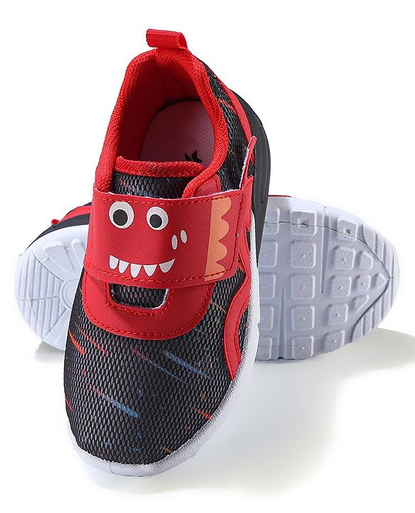 Cute Walk by Babyhug Velcro Closure Sneaker Shoes With Animal Print - Black