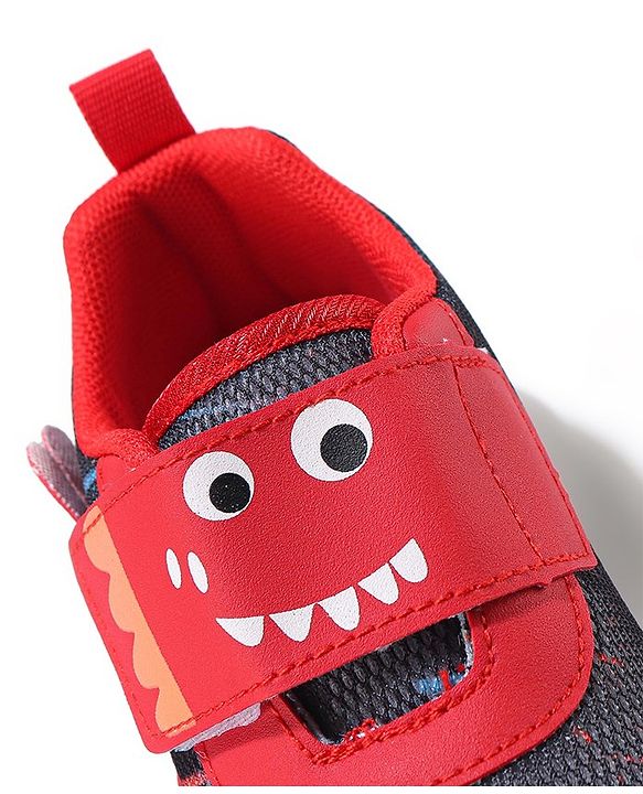 Cute Walk by Babyhug Velcro Closure Sneaker Shoes With Animal Print - Black