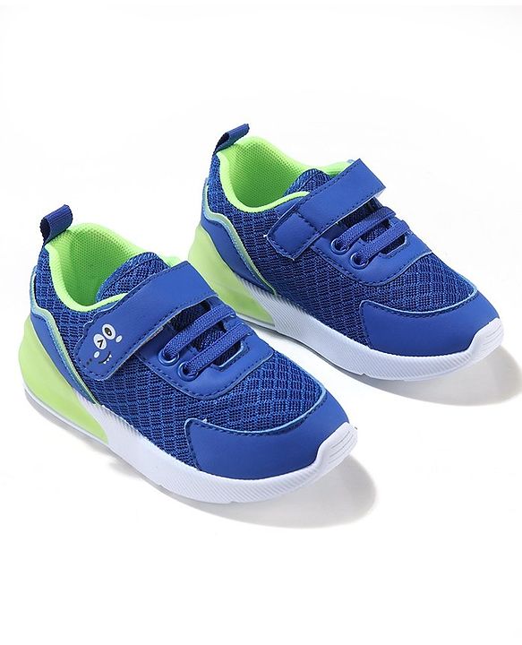 Cute Walk by Babyhug Velcro Closure Sneakers With Animal Print Detailing - Royal Blue