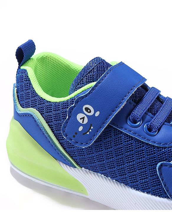 Cute Walk by Babyhug Velcro Closure Sneakers With Animal Print Detailing - Royal Blue