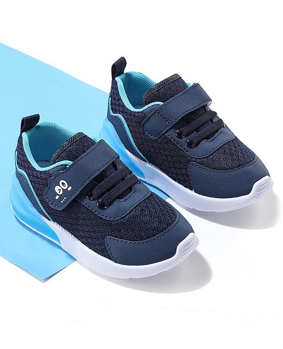 Cute Walk by Babyhug Velcro Closure Sneakers With Animal Print Detailing - Navy Blue