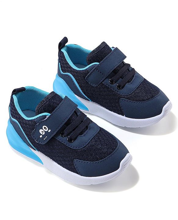 Cute Walk by Babyhug Velcro Closure Sneakers With Animal Print Detailing - Navy Blue