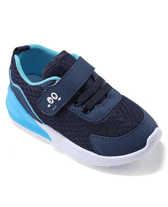Cute Walk by Babyhug Velcro Closure Sneakers With Animal Print Detailing - Navy Blue