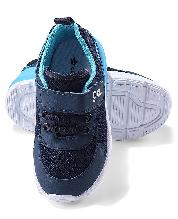 Cute Walk by Babyhug Velcro Closure Sneakers With Animal Print Detailing - Navy Blue