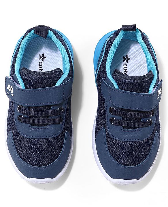 Cute Walk by Babyhug Velcro Closure Sneakers With Animal Print Detailing - Navy Blue