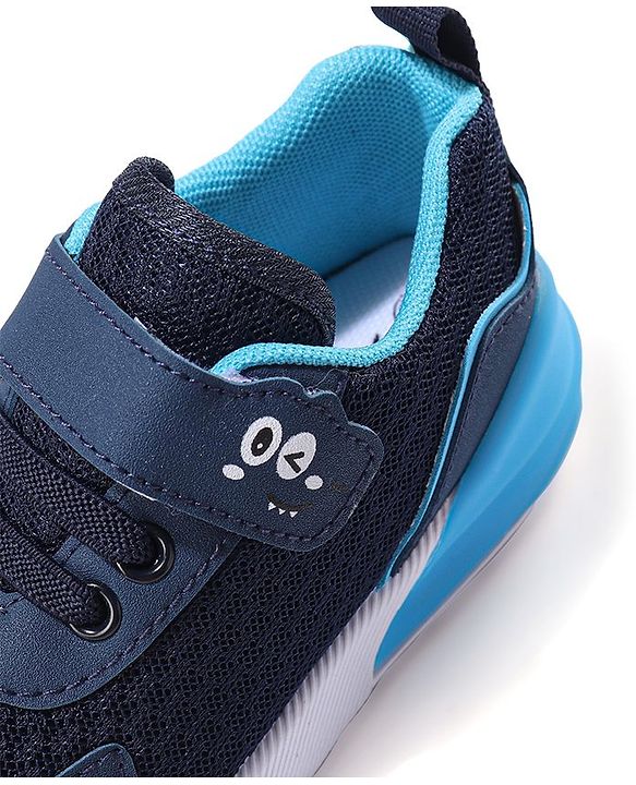Cute Walk by Babyhug Velcro Closure Sneakers With Animal Print Detailing - Navy Blue