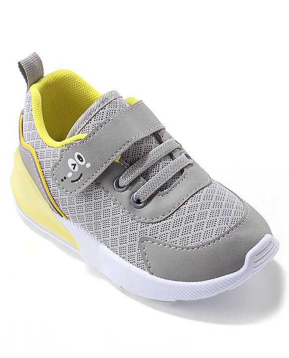 Cute Walk by Babyhug Velcro Closure Sneakers With Animal Print Detailing - Grey