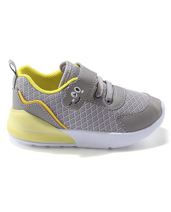 Cute Walk by Babyhug Velcro Closure Sneakers With Animal Print Detailing - Grey
