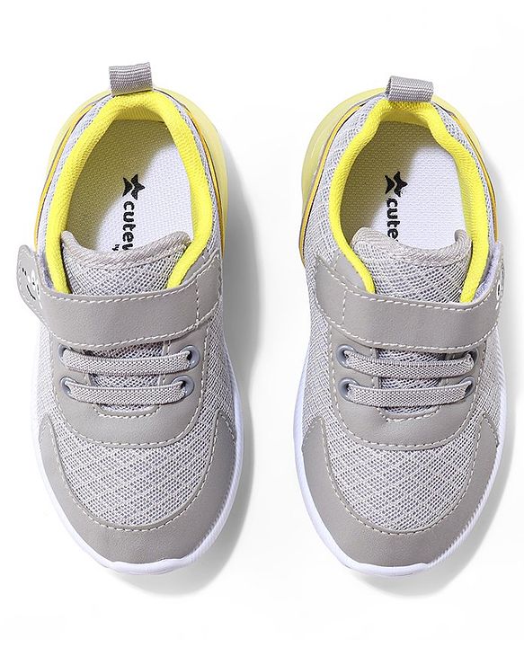 Cute Walk by Babyhug Velcro Closure Sneakers With Animal Print Detailing - Grey