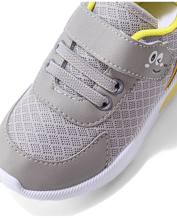 Cute Walk by Babyhug Velcro Closure Sneakers With Animal Print Detailing - Grey