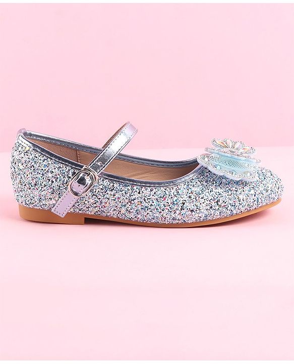 Pine Kids Ballerinas with Velcro & Buckle Closure Bow Applique - Golden