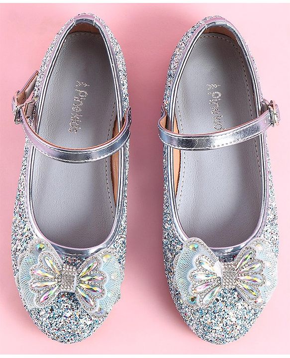 Pine Kids Ballerinas with Velcro & Buckle Closure Bow Applique - Golden