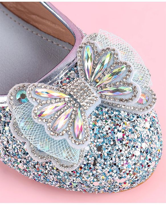 Pine Kids Ballerinas with Velcro & Buckle Closure Bow Applique - Golden