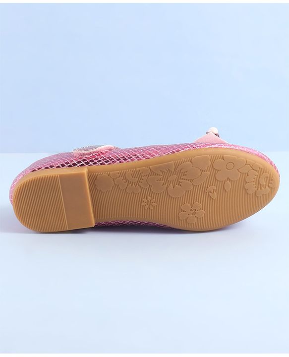 Pine Kids Ballerinas with Velcro Closure Pearl Applique - Silver