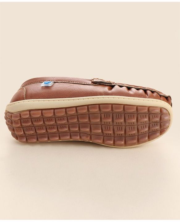 Cute Walk by Babyhug Formal Slip On Shoes With Star Applique - Brown