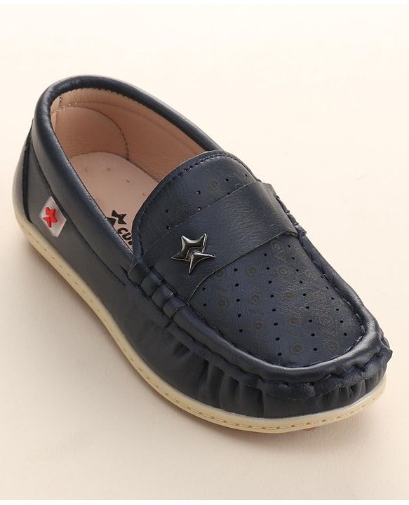 Cute Walk by Babyhug Formal Slip On Shoes With Star Applique - Blue