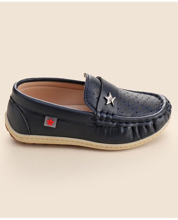 Cute Walk by Babyhug Formal Slip On Shoes With Star Applique - Blue