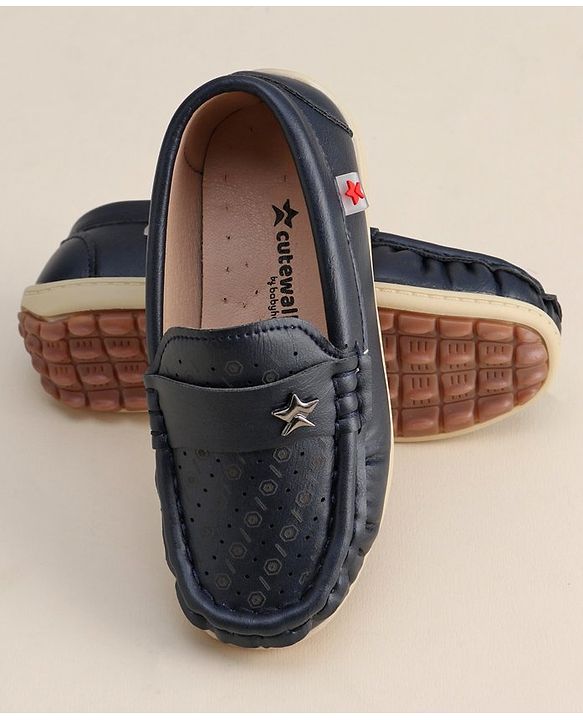 Cute Walk by Babyhug Formal Slip On Shoes With Star Applique - Blue