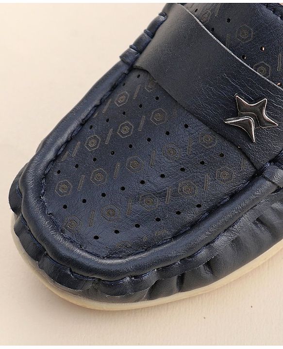 Cute Walk by Babyhug Formal Slip On Shoes With Star Applique - Blue