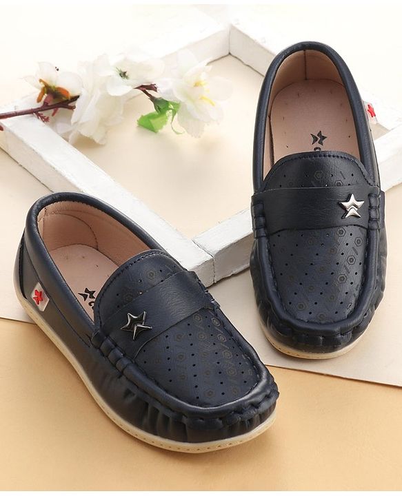 Cute Walk by Babyhug Formal Slip On Shoes With Star Applique - Blue