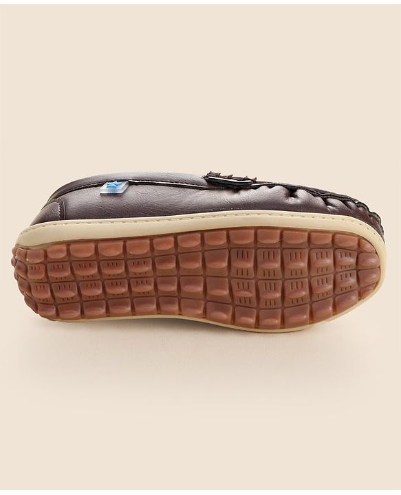 Cute Walk by Babyhug Formal Slip On Shoes With Star Applique - Brown