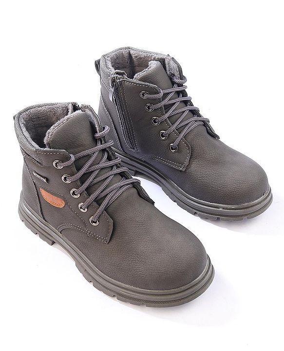 Cute Walk by Babyhug Winter Boots with Lace Up Closure - Grey