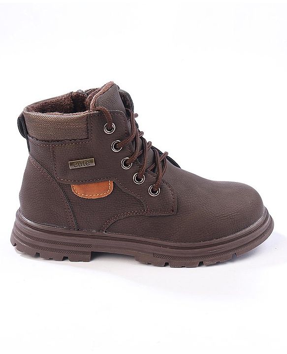Cute Walk by Babyhug Winter Boots with Lace Up Closure - Brown