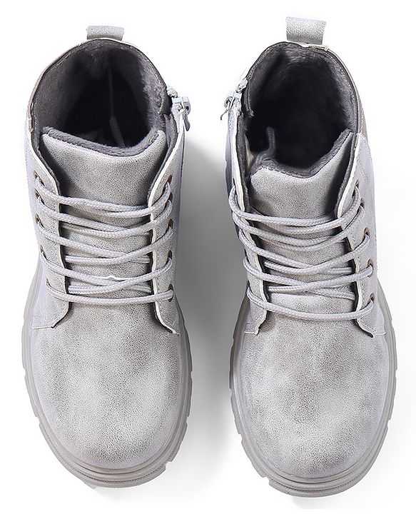 Cute Walk by Babyhug Lace Up  Winter Boots - Grey