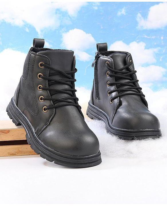 Cute Walk by Babyhug Lace Up  Winter Boots - Black