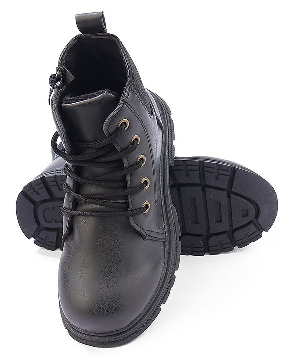 Cute Walk by Babyhug Lace Up  Winter Boots - Black