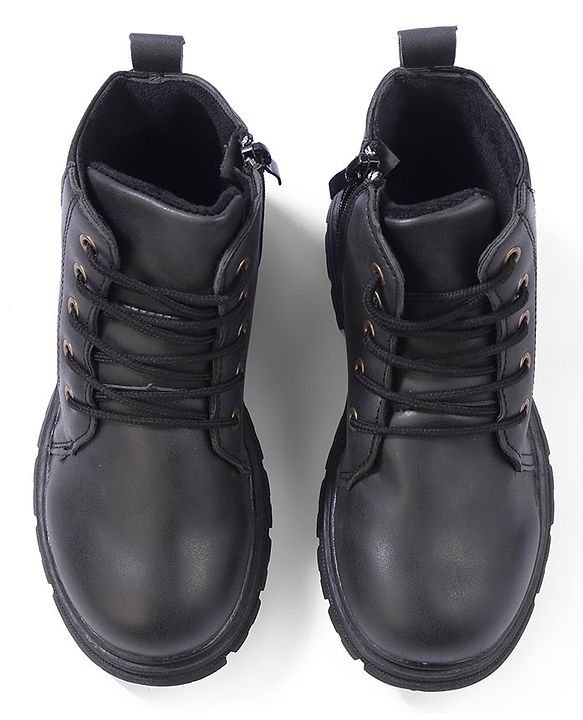 Cute Walk by Babyhug Lace Up  Winter Boots - Black