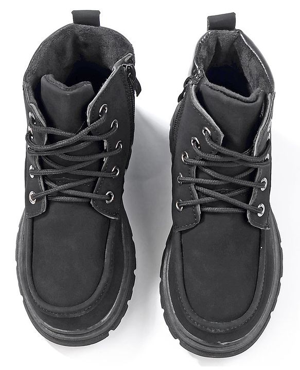 Cute Walk by Babyhug Winter Boots with Lace up Closure - Black