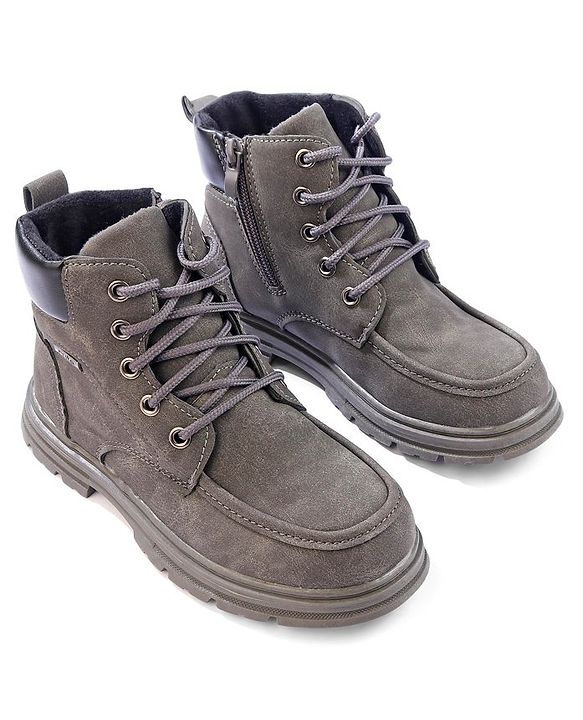 Cute Walk by Babyhug Winter Boots with Lace up Closure - Grey