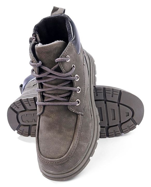 Cute Walk by Babyhug Winter Boots with Lace up Closure - Grey