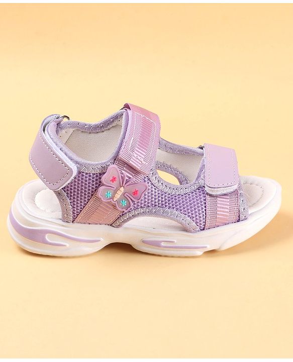 Cute Walk by Babyhug Sandals with Velcro Closure & Butterfly Applique - Purple