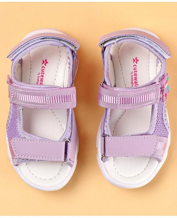 Cute Walk by Babyhug Sandals with Velcro Closure & Butterfly Applique - Purple