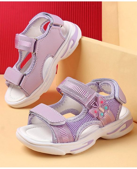 Cute Walk by Babyhug Sandals with Velcro Closure & Butterfly Applique - Purple