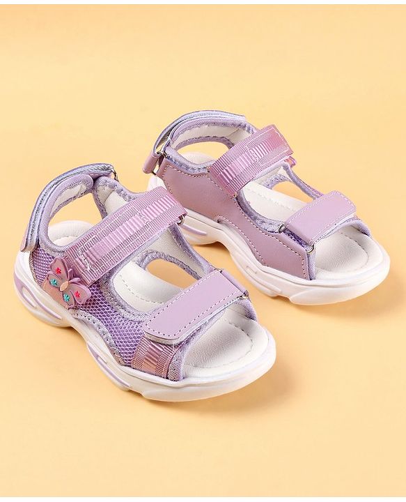 Cute Walk by Babyhug Sandals with Velcro Closure & Butterfly Applique - Purple