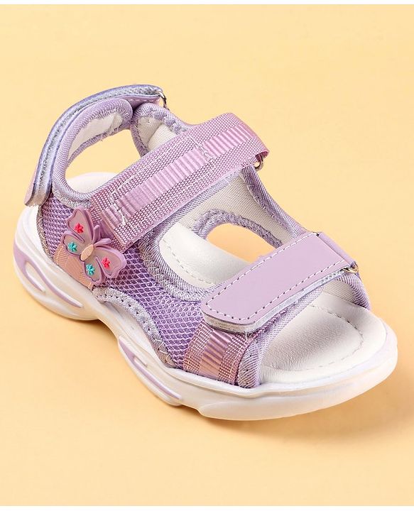 Cute Walk by Babyhug Sandals with Velcro Closure & Butterfly Applique - Purple