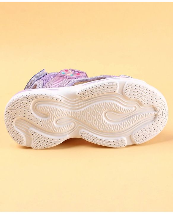 Cute Walk by Babyhug Sandals with Velcro Closure & Butterfly Applique - Purple